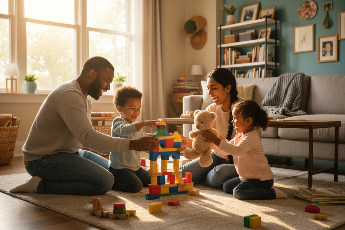 Child engaged in creative play to support emotional development and imagination
