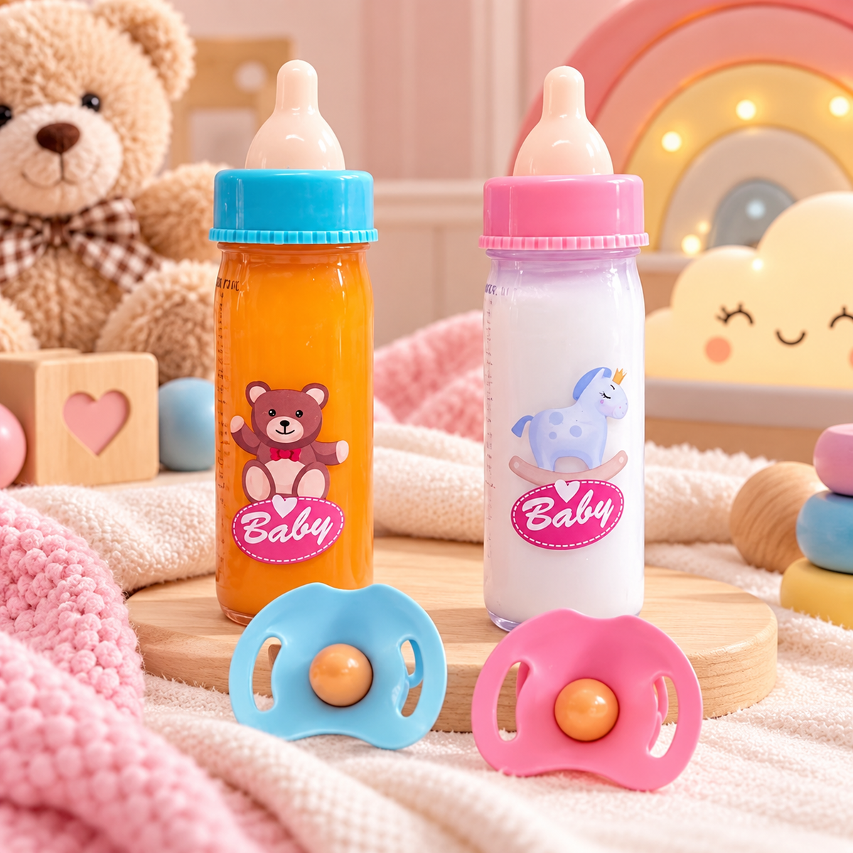 Magic Baby Bottle Toy Set, Doll Accessories, Simulated Juice/Milk Bottle Toy, Feeding Accessories